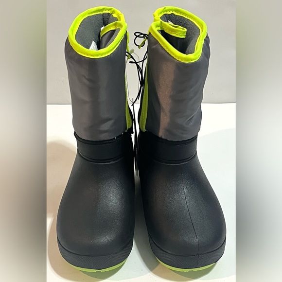 Wonder Nation Kids Gray and Green/Yellow Warm Winter Boots Size 10 - Picture 2 of 7